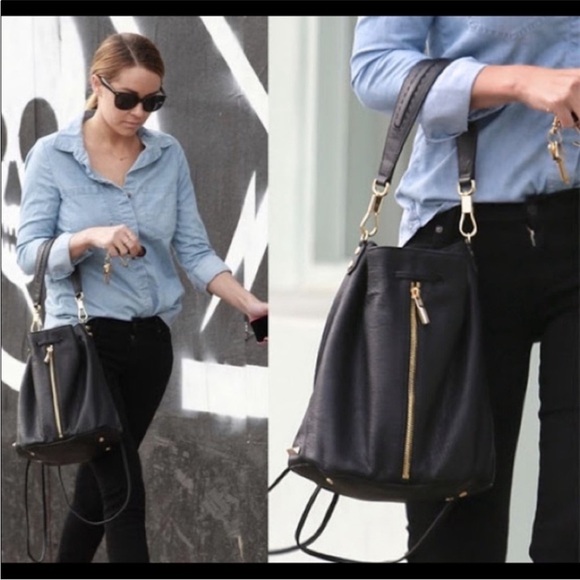Elizabeth and James Leather Sling Bucket Bag Backpack Black main image 13